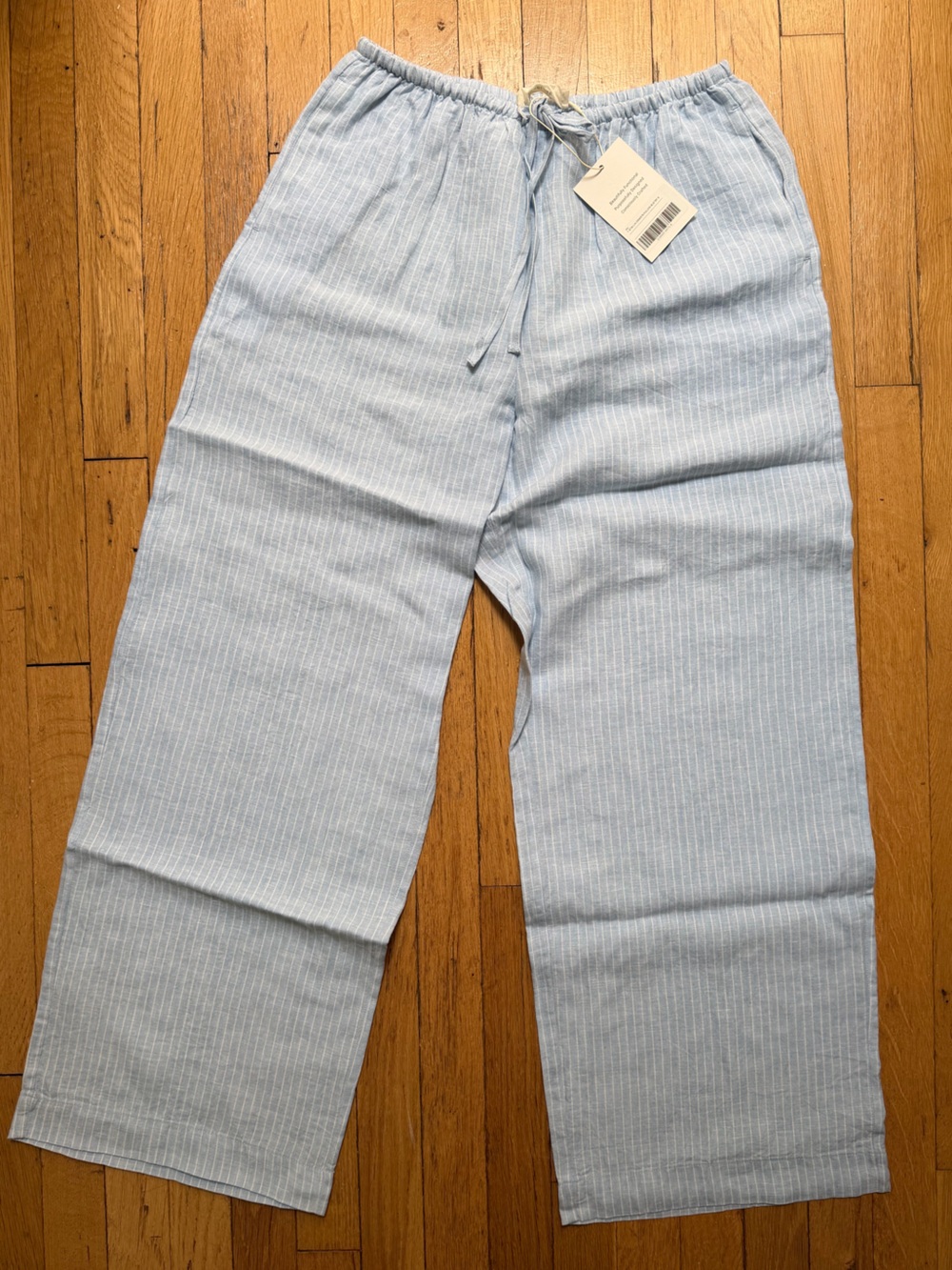 Everlane Linen Drawstring Pant in Blue and White stripe - Picture 5 of 12